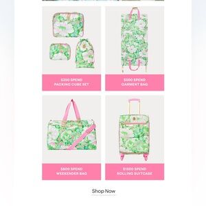 Lilly Pulitzer Green & Pink Floral Luggage Set